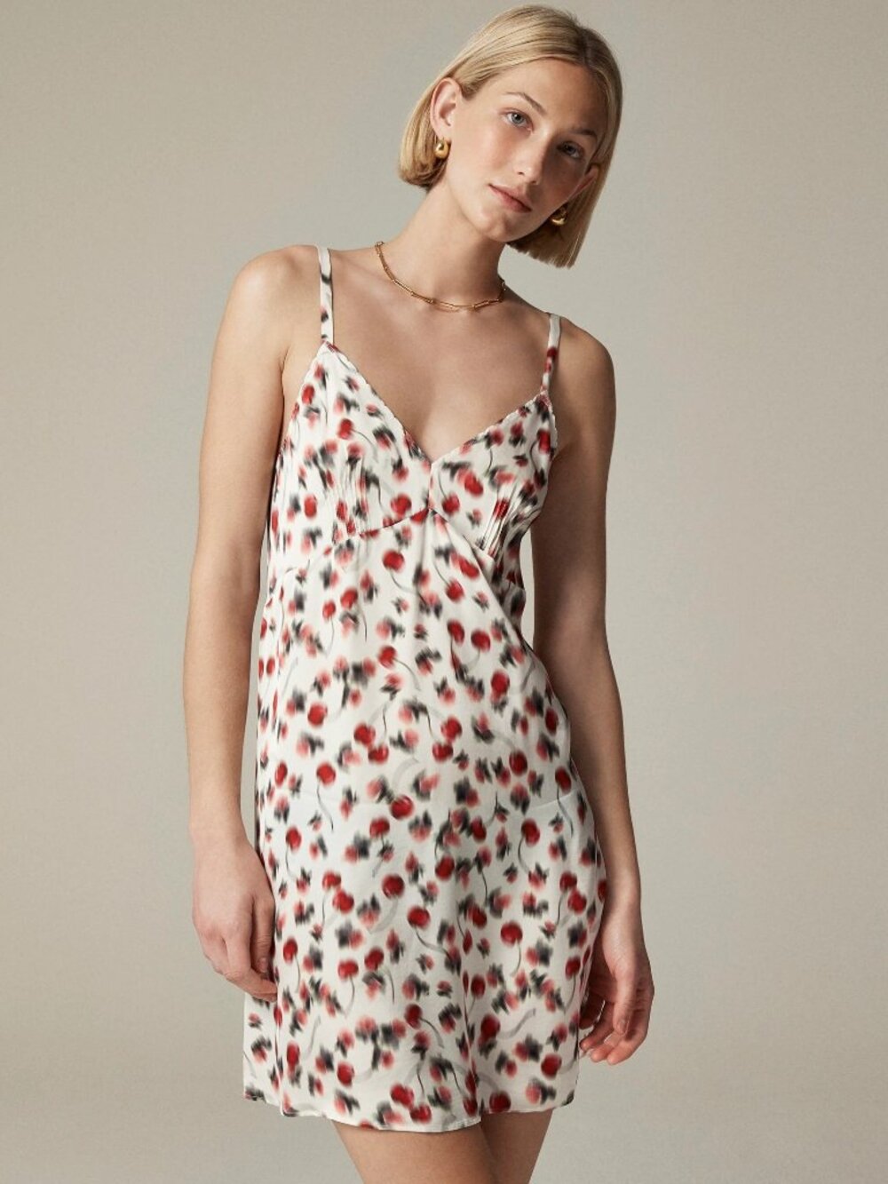 J.Crew Soft shine slip dress in blurry cherry print S NWT